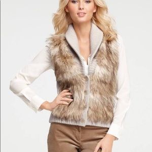 Ann Taylor Faux Fur Sweater Vest